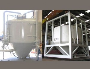 PNEUMATIC TANKS 330 c.f. Pneumatic transfer cement tank, in a DNV approved frame - GMW when tank full 18,500 kg - Carbon steel